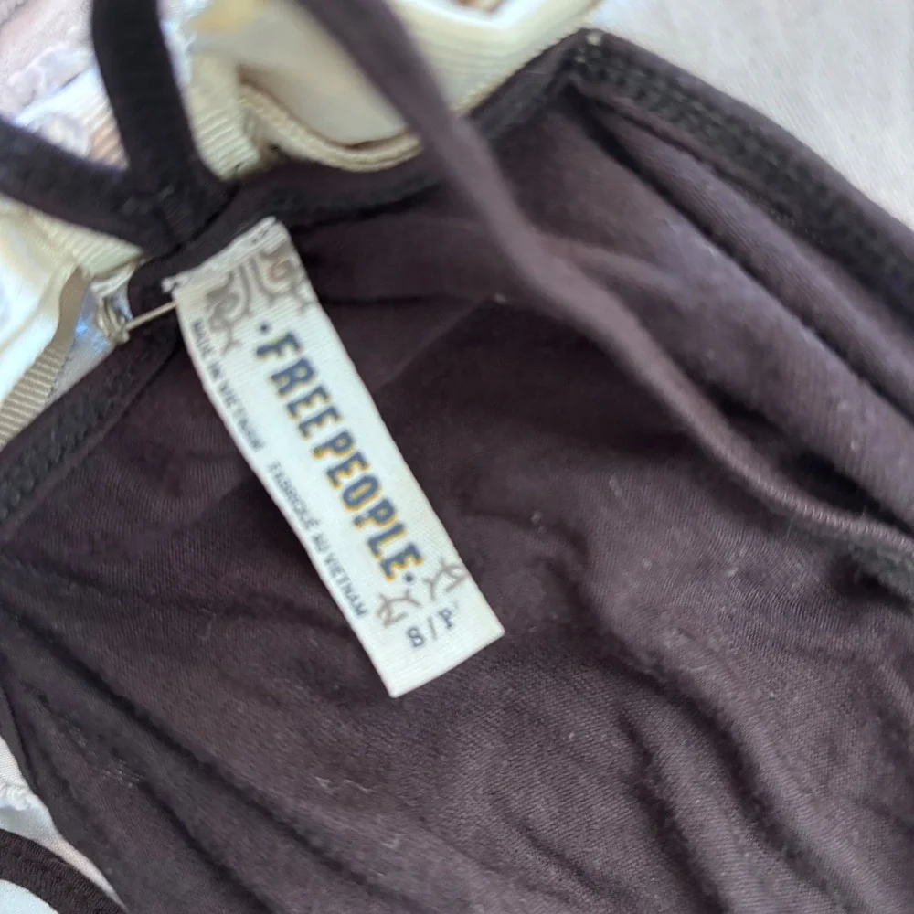 Vintage Free People Y2K Black Bow Rhinestone‎ Swing Tank Size Small